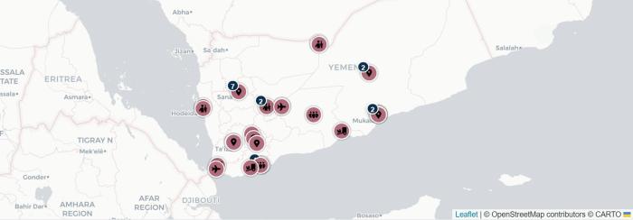 الخارطة التفاعلية: رصد أسبوعي للأحداث الأمنية والعسكرية في اليمن